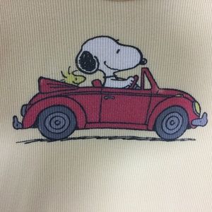 Peanuts Snoopy Woodstock Driving Tank Yellow Sz L